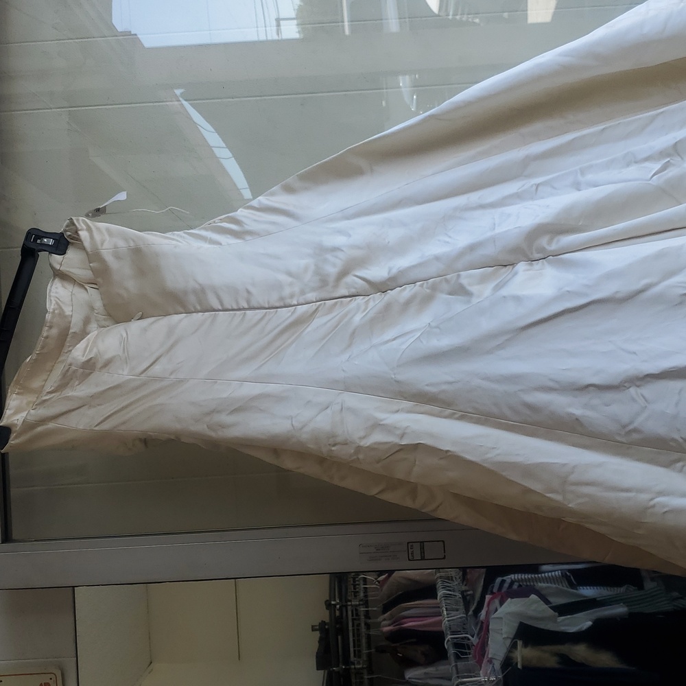 Vera Wang Dutchesse Wedding Wrap Dress SZ 8 Ivory Silk strapless Ball gown Sash - Picture 11 of 16